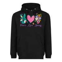 Black peace love springwith flowers and butterfly Heavyweight Hoodie - Artiststas