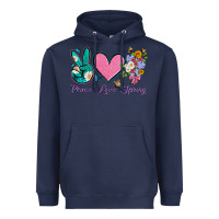 Navy peace love springwith flowers and butterfly Heavyweight Hoodie - Artiststas