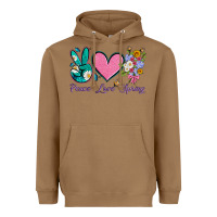Toasted Coconut peace love springwith flowers and butterfly Heavyweight Hoodie - Artiststas