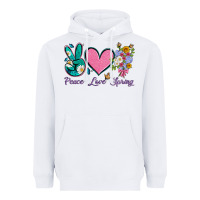 Peace Love Springwith Flowers And Butterfly Heavyweight Hoodie | Teevron