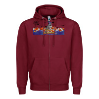 Burgundy Happy Halloween Raccon Zipper Hoodie - LillyAllenDesigns