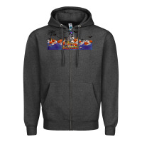 Charcoal Heather Happy Halloween Raccon Zipper Hoodie - LillyAllenDesigns