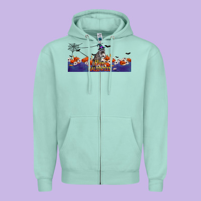 Happy Halloween Raccon Zipper Hoodie Designed By Lillyallendesigns