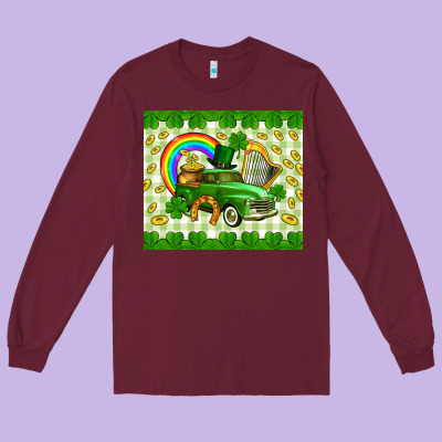 St. Patrick's Truck Long Sleeve Tee Designed By Cowgirlartshop