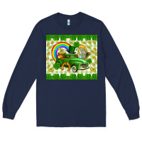 Navy St. Patrick's truck Long Sleeve Tee - CowGirlArtShop