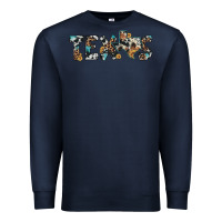 Navy texas sunflower cowhide leopard texas map Premium Sweatshirt - Artiststas