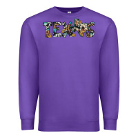 Purple texas sunflower cowhide leopard texas map Premium Sweatshirt - Artiststas