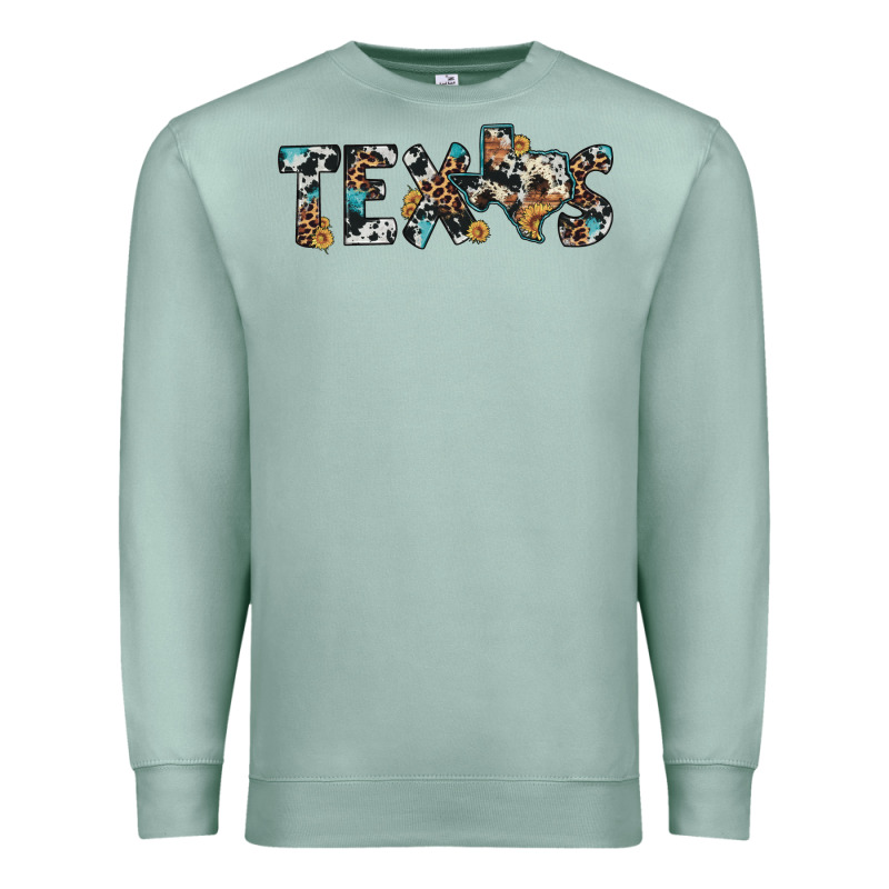 Texas Sunflower Cowhide Leopard Texas Map Premium Sweatshirt by Artiststas | Teevron