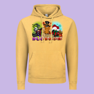 Happy Hallothanksmas Gnomes Vintage Hoodie Designed By Cowgirlartshop