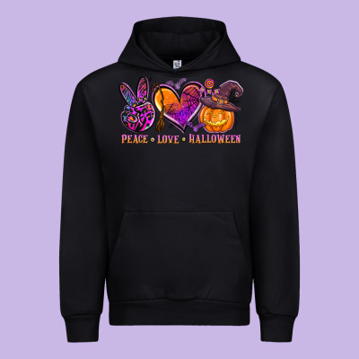 Peace Love Halloween Urban Hoodie Designed By Adodesignshop