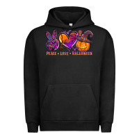 Pigment Black peace love halloween Urban Hoodie - AdoDesignShop