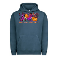 Pigment Midnight Navy peace love halloween Urban Hoodie - AdoDesignShop