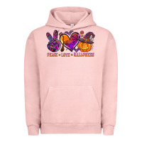 Pigment Salmon peace love halloween Urban Hoodie - AdoDesignShop