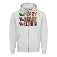 Dove Grey be merry be jolly be kind Zipper Hoodie - SublimationCraftShop