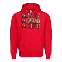 Red be merry be jolly be kind Zipper Hoodie - SublimationCraftShop