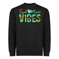Black Tired Mom Vibes Heavyweight Sweatshirt - CowhideDigitalArt