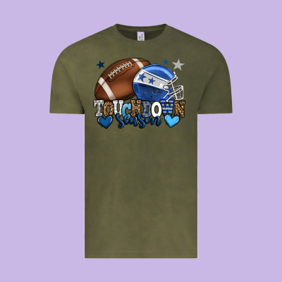 Touchdown Season American Football Blue Team Color Vintage Tee Designed By Howdyjamesfarm