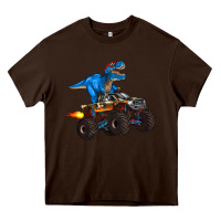 Chocolate Brown monster truck and  t rex dinosaur Heavy Core Tee - Artiststas