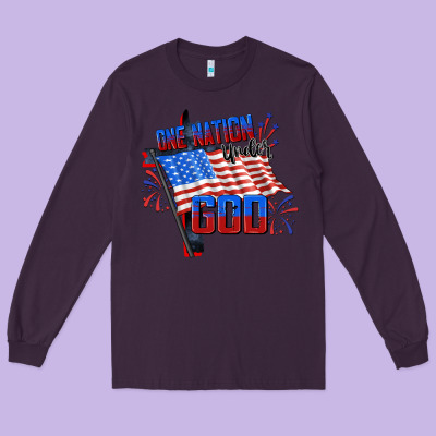 One Nation Under God 4th Of July Long Sleeve Tee Designed By Cowgirlartshop