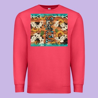 Texas Sunflower Cactus Cowhide Premium Sweatshirt Designed By Artiststas