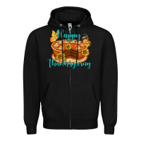 Black Happy Thanksgiving Pumpkin Pie Zipper Hoodie - LillyAllenDesigns