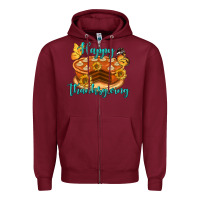 Burgundy Happy Thanksgiving Pumpkin Pie Zipper Hoodie - LillyAllenDesigns