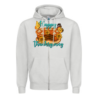 Dove Grey Happy Thanksgiving Pumpkin Pie Zipper Hoodie - LillyAllenDesigns
