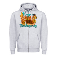 Heather Grey Happy Thanksgiving Pumpkin Pie Zipper Hoodie - LillyAllenDesigns