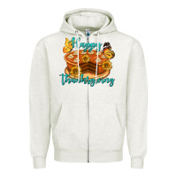 Oatmeal Heather Happy Thanksgiving Pumpkin Pie Zipper Hoodie - LillyAllenDesigns