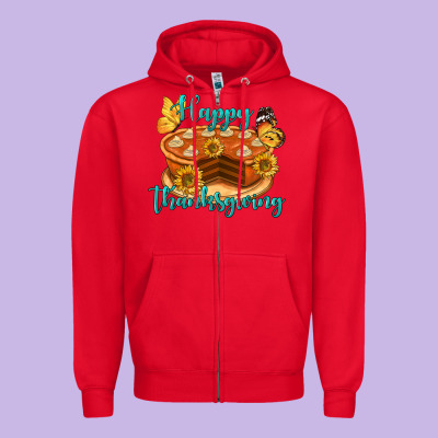 Happy Thanksgiving Pumpkin Pie Zipper Hoodie Designed By Lillyallendesigns