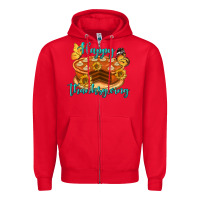 Red Happy Thanksgiving Pumpkin Pie Zipper Hoodie - LillyAllenDesigns