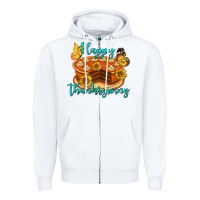 White Happy Thanksgiving Pumpkin Pie Zipper Hoodie - LillyAllenDesigns