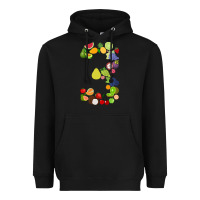 Black Number 3 Fruit 3rd birthday party fruit themed gift Idea Heavyweight Hoodie - minhPixels
