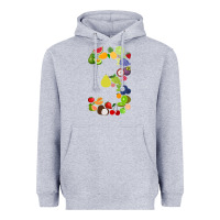 Heather Grey Number 3 Fruit 3rd birthday party fruit themed gift Idea Heavyweight Hoodie - minhPixels