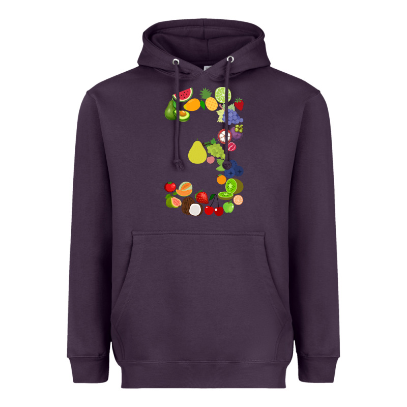 Number 3 Fruit 3rd Birthday Party Fruit Themed Gift Idea Heavyweight Hoodie by minhPixels | Teevron