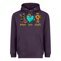 Plum peace love faith with cros and sunflower Heavyweight Hoodie - Artiststas
