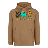 Toasted Coconut peace love faith with cros and sunflower Heavyweight Hoodie - Artiststas