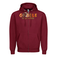 Burgundy Gobble Gobble Til You Wobble Zipper Hoodie - LillyAllenDesigns