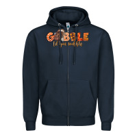 Navy Gobble Gobble Til You Wobble Zipper Hoodie - LillyAllenDesigns