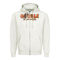 Oatmeal Heather Gobble Gobble Til You Wobble Zipper Hoodie - LillyAllenDesigns