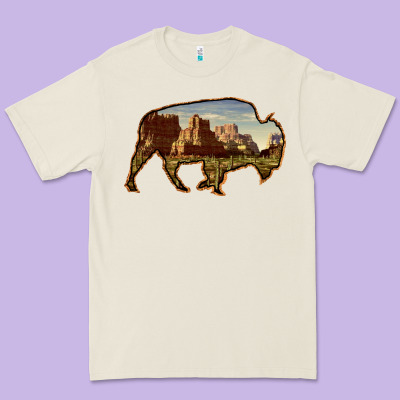 Bison Silhouette Desert Landscape Premium Tee Designed By Bettercallsaul