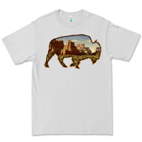 Dove Grey Bison Silhouette Desert Landscape Premium Tee - Bettercallsaul