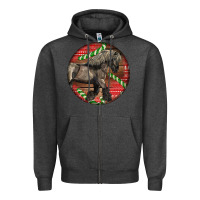 Charcoal Heather Belgian Horse Christmas Zipper Hoodie - LillyAllenDesigns