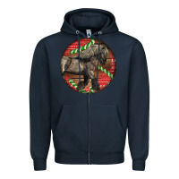 Navy Belgian Horse Christmas Zipper Hoodie - LillyAllenDesigns