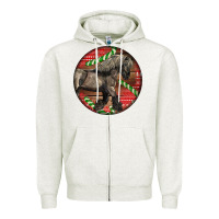 Oatmeal Heather Belgian Horse Christmas Zipper Hoodie - LillyAllenDesigns