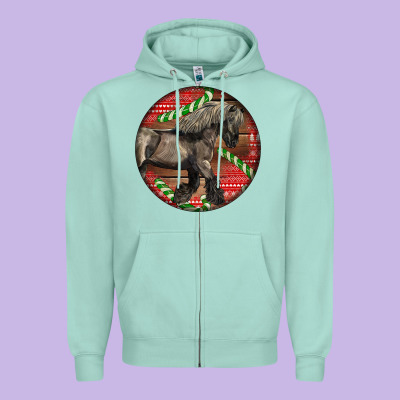 Belgian Horse Christmas Zipper Hoodie Designed By Lillyallendesigns