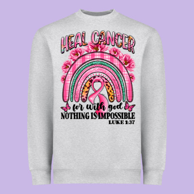 Heal Cancer Rainbow Heavyweight Sweatshirt Designed By Lillyallendesigns