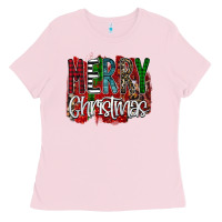 Bubblegum Pink Merry Christmas Buffalo Plaid Leopard Ladies Tee - Bettercallsaul