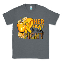 Charcoal Heather Her fight is our fight Childhood Cancer yellow Classic Tee - NancyCooperArtShop