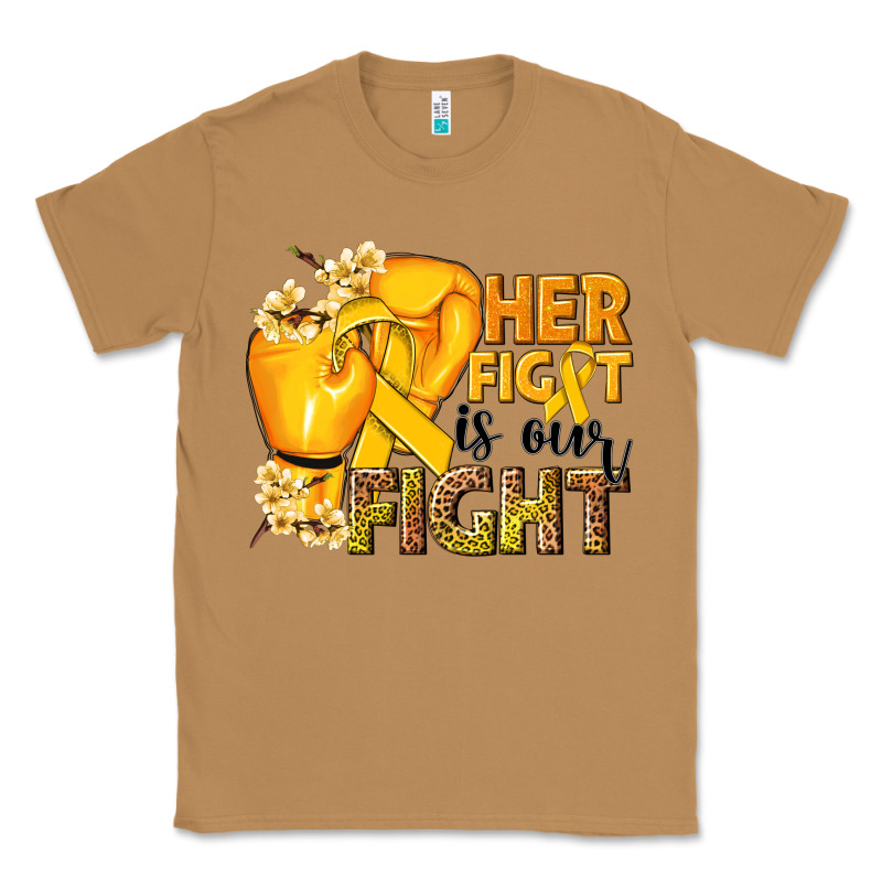 Her Fight Is Our Fight Childhood Cancer Yellow Classic Tee by NancyCooperArtShop | Teevron